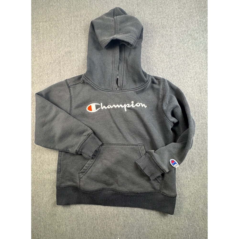 Champion Kids Hoodie Sweatshirt Gray Pullover Spell Out‎ Logo Athletic Wear